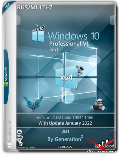 Windows 10 Pro OEM x64 3in1 21H2.19044.1466 January 2022 by Generation2 (RUS/MULTi-7)