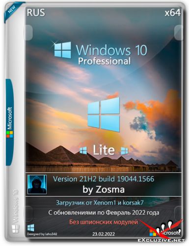 Windows 10 Pro x64 Lite 21H2.19044.1566 by Zosma (RUS/2022)