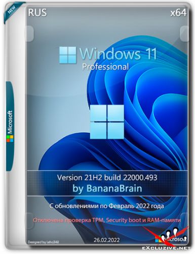 Windows 11 Professional x64 21H2.22000.493 by BananaBrain (RUS/2022)