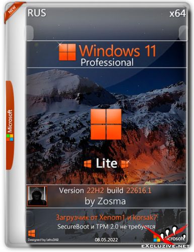 Windows 11 x64 Professional 22H2.22616.1 Lite by Zosma (RUS/2022)