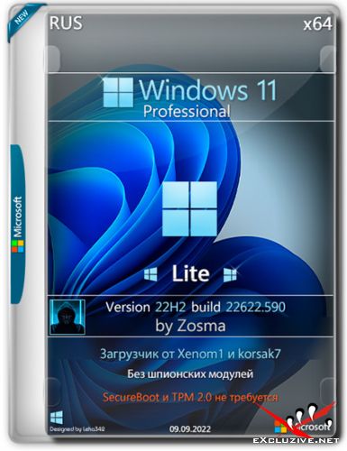Windows 11 Pro x64 Lite 22H2.22622.590 by Zosma (RUS/2022)