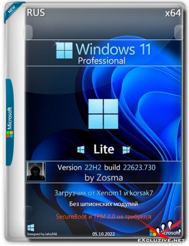 Windows 11 Pro x64 Lite 22H2 build 22623.730 by Zosma (RUS/2022)