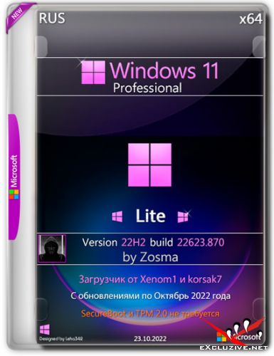 Windows 11 Pro x64 Lite 22H2.22623.870 by Zosma (RUS/2022)