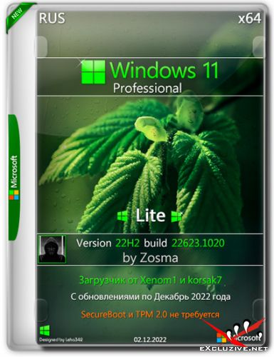 Windows 11 Pro x64 Lite 22H2.22623.1020 by Zosma (RUS/2022)